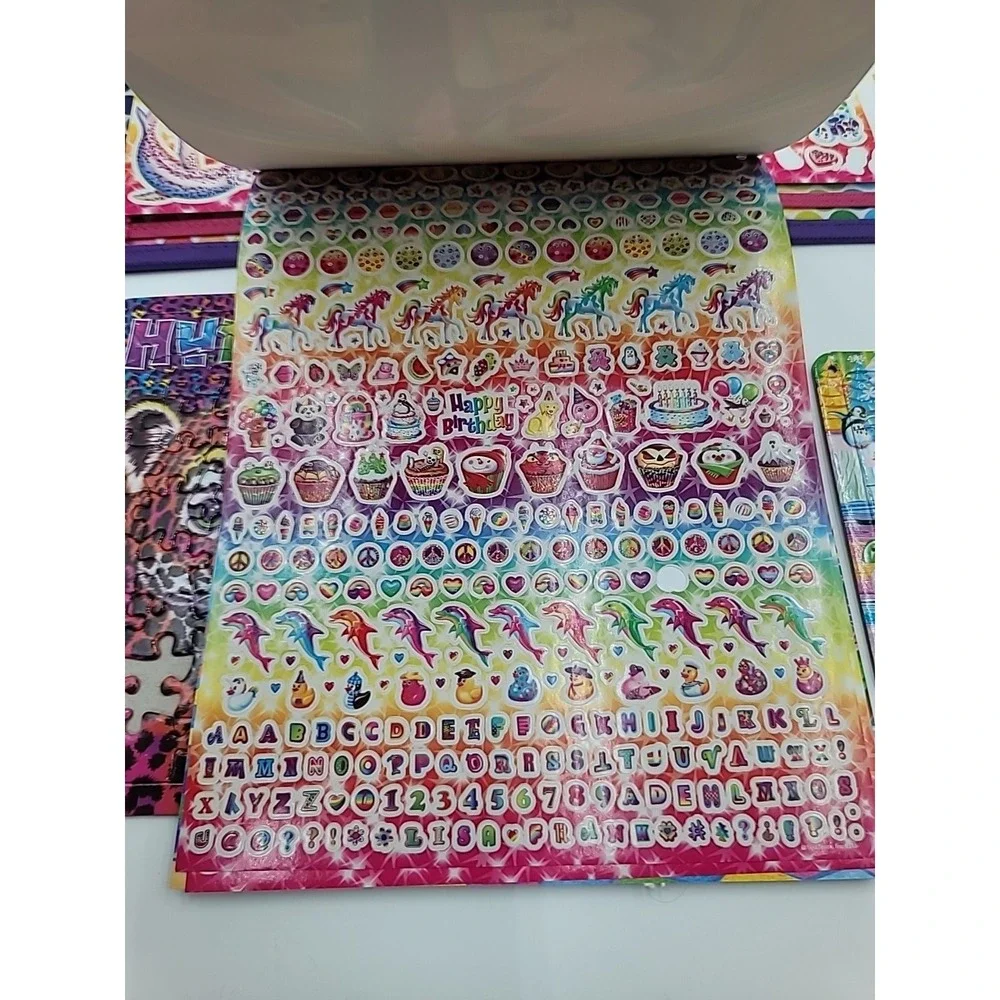 2022 Lisa Frank Tri-fold Case Puzzles Stickers Coloring Book Set‎ Lot
